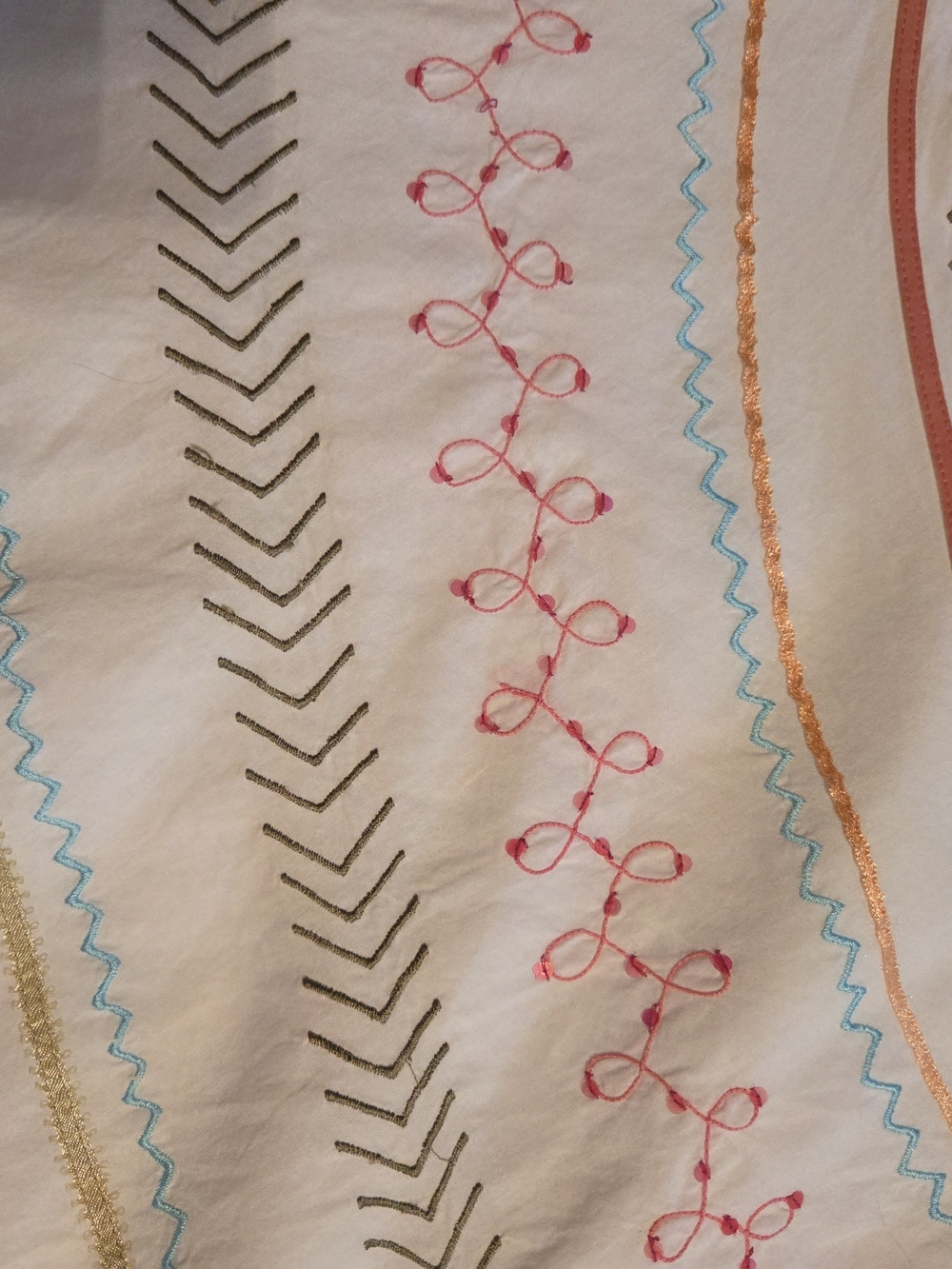 Christopher & Banks White Cotton Skirt with Multicolor Embroidery - Picture 3 of 6